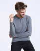 Men’s grey cotton knit polo shirt-1
