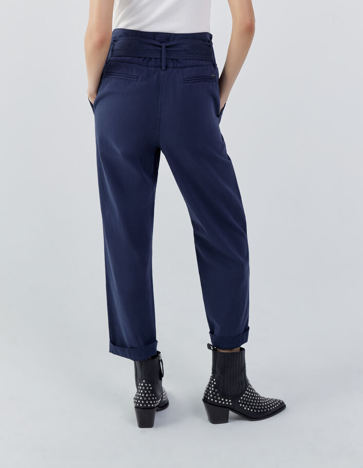 Women’s navy wide-leg trousers with removable belt - IKKS