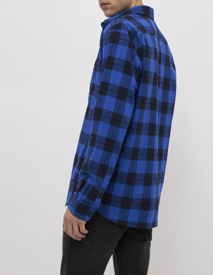 Camisa REGULAR azul eléctrico damero Hombre-4