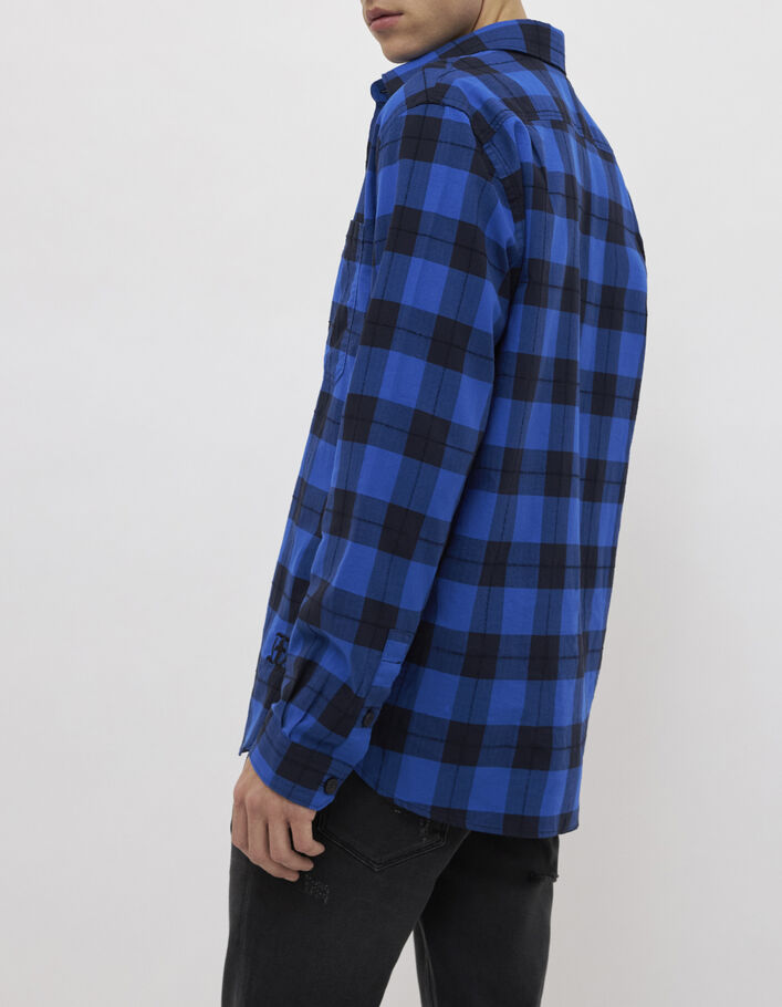 Men’s electric blue checkerboard REGULAR shirt-4