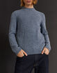 Pull bleu stone tricot mouliné Homme-5