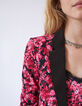 Damenchiffonblazer mit rosa Blumenprint und Kragen-4
