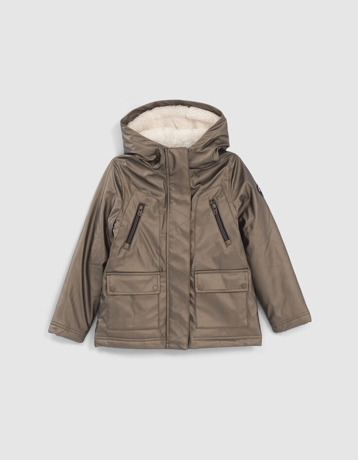 Parka doré fourrée à capuche fille-3