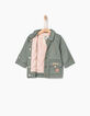 Kaki safari-jasje met borduursel voor babymeisjes-6