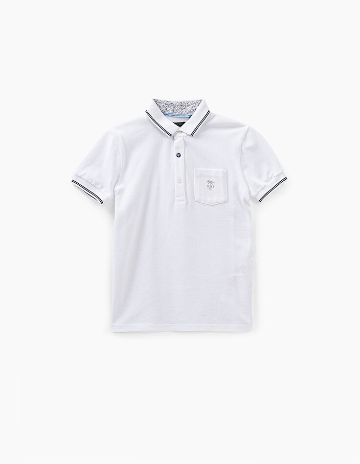 Polo blanco óptico con bolsillo bordado IKKS niño-2