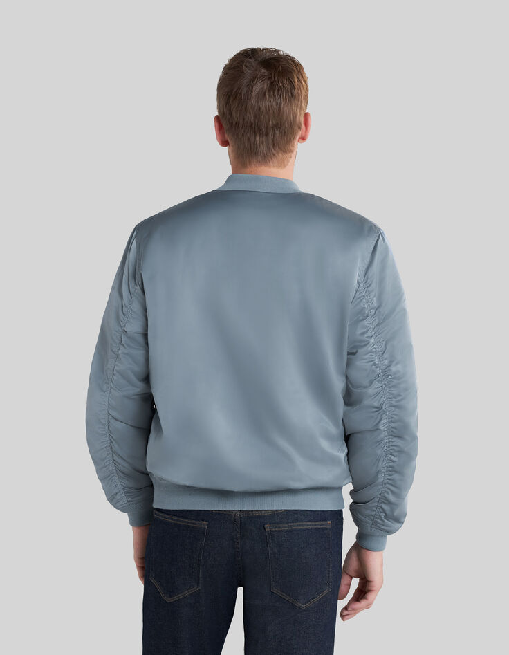 Bomber light blue en nylon satiné Homme-3