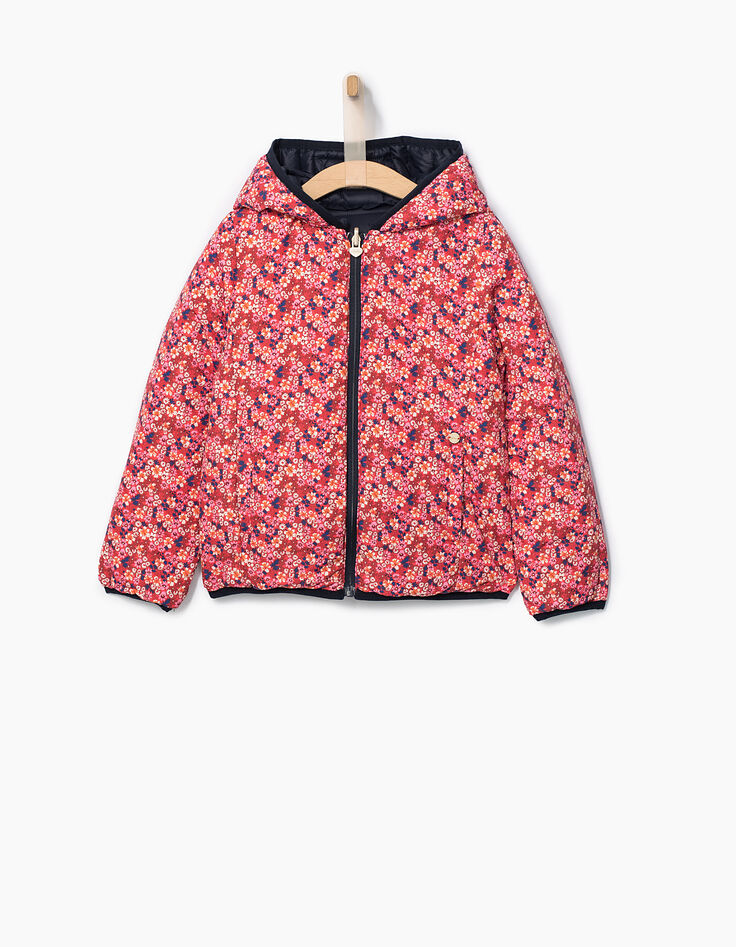 Oranje en navy gewatteerde jas voor meisjes-3