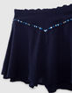 Falda pantalón azul marino crepé bordado brasileño niña-2