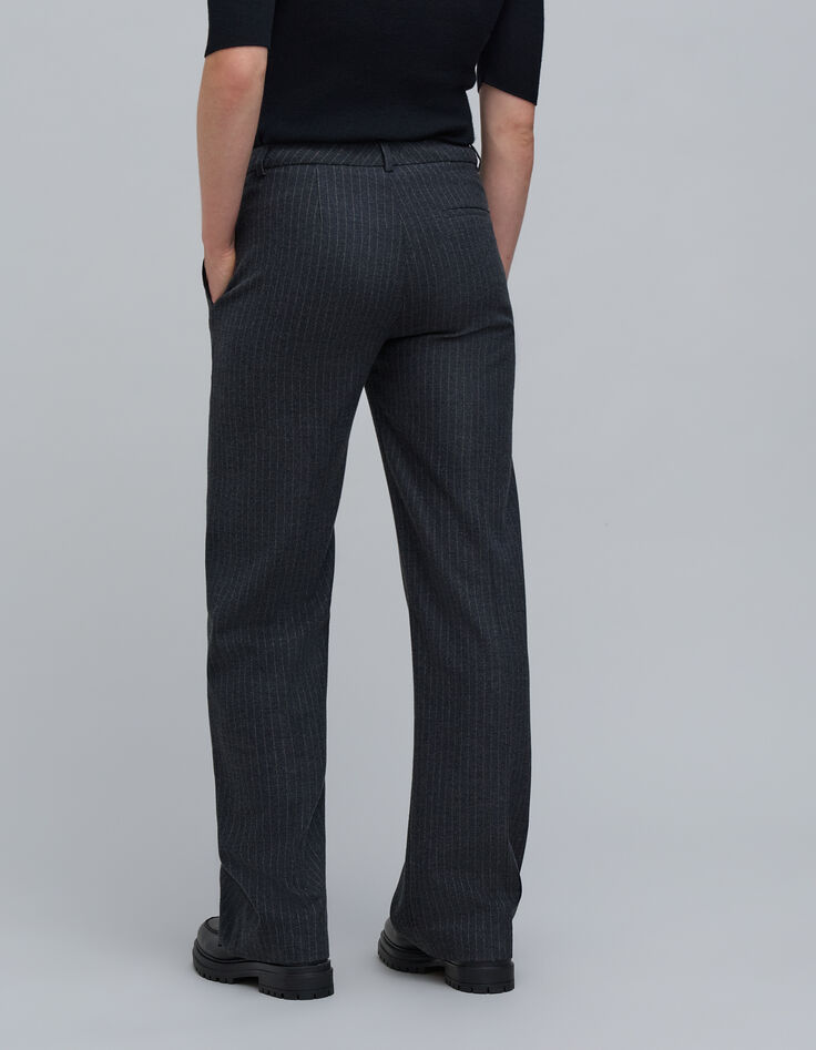 Pantalon de costume flare gris rayures tennis Femme-4 Pantalon de costume flare gris rayures tennis Femme-4