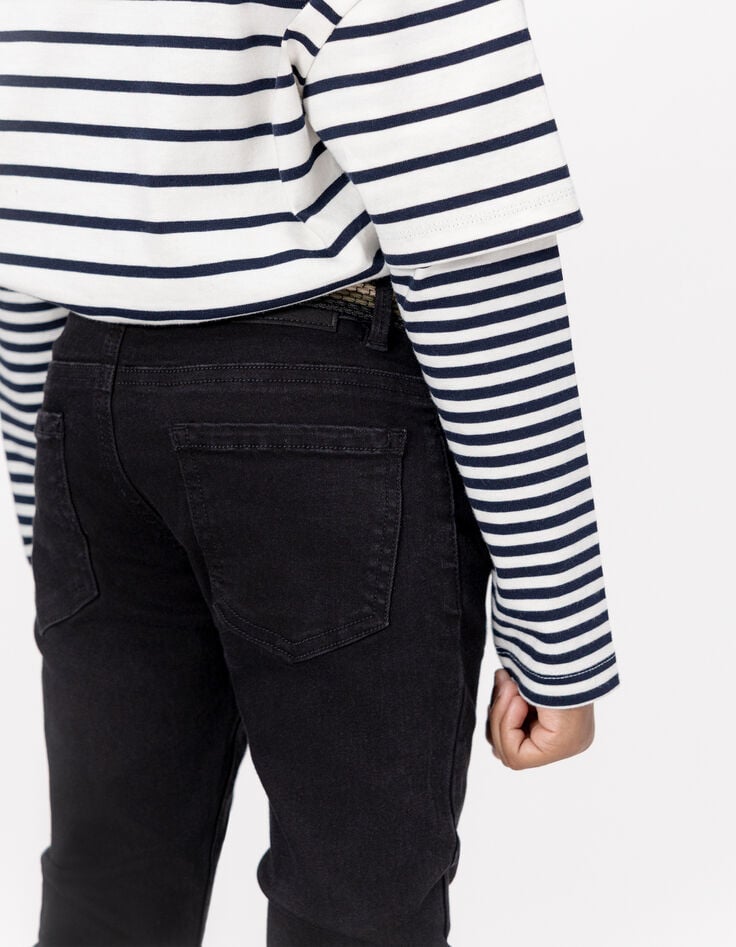 Boy's black SLIM jeans with removable braided waistband-2 Boy's black SLIM jeans with removable braided waistband-2