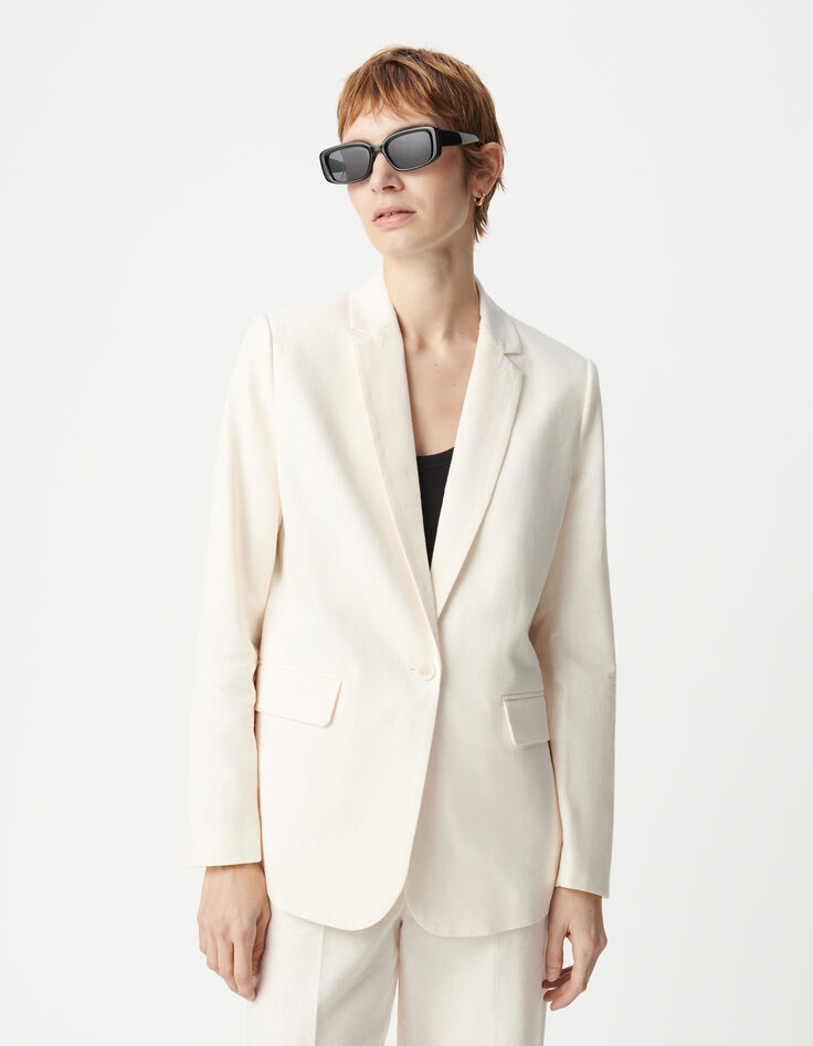 Americana de lino y algodón crudo para Mujer-2