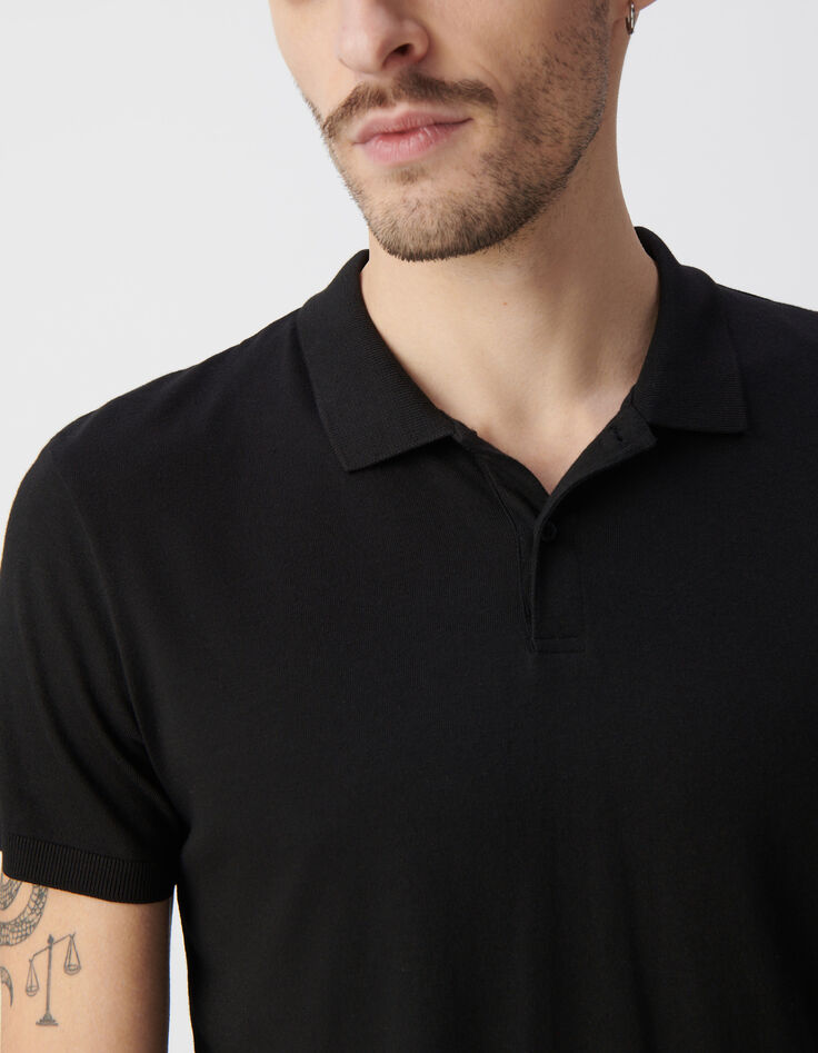 Polo noir en coton modal Homme-4