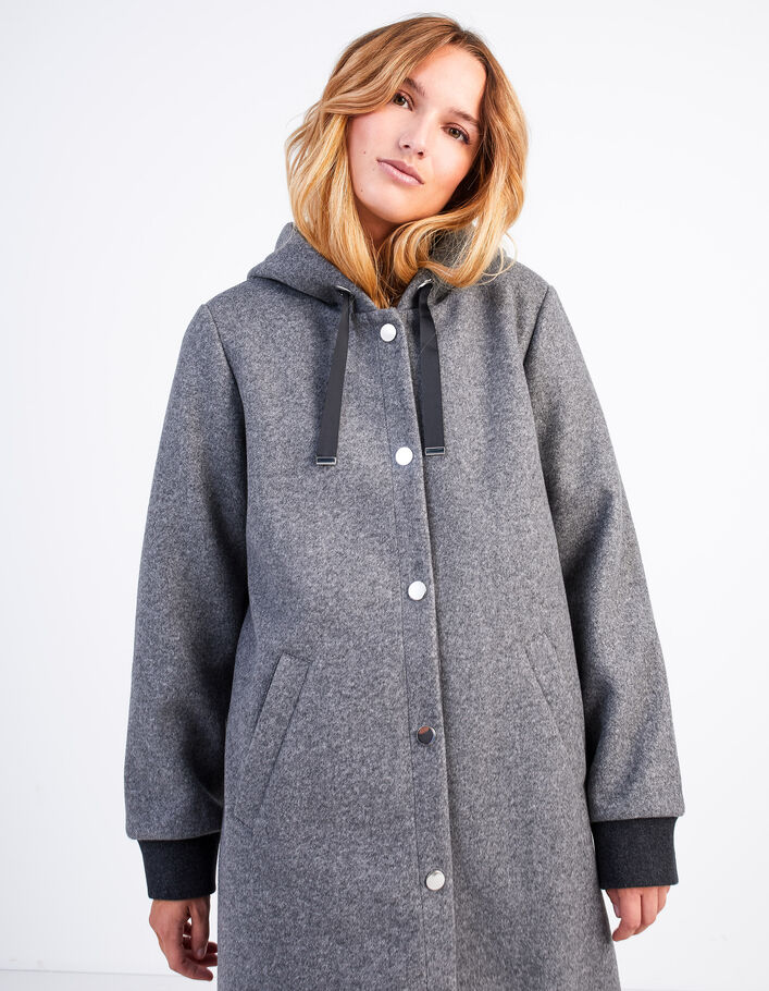 Manteau gris chiné à capuche I.Code - I.CODE