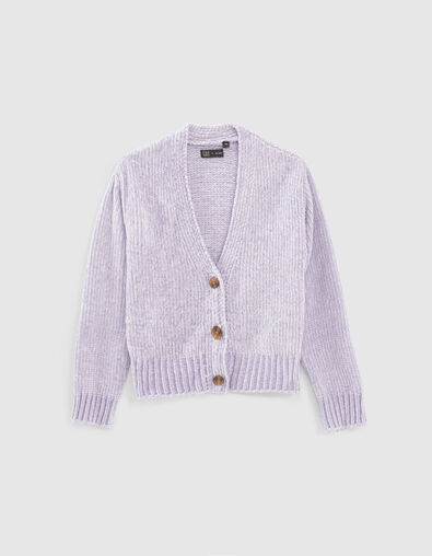 Lila vest chenilletricot meisjes  - IKKS