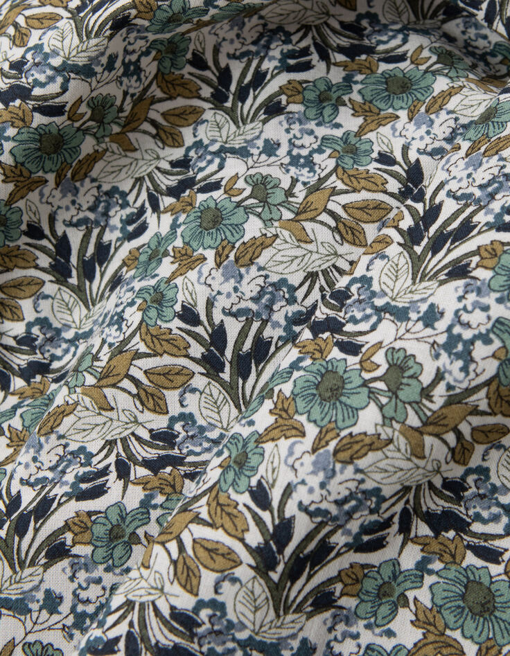 Chemise kaki imprimé fleurs vertes garçon-6