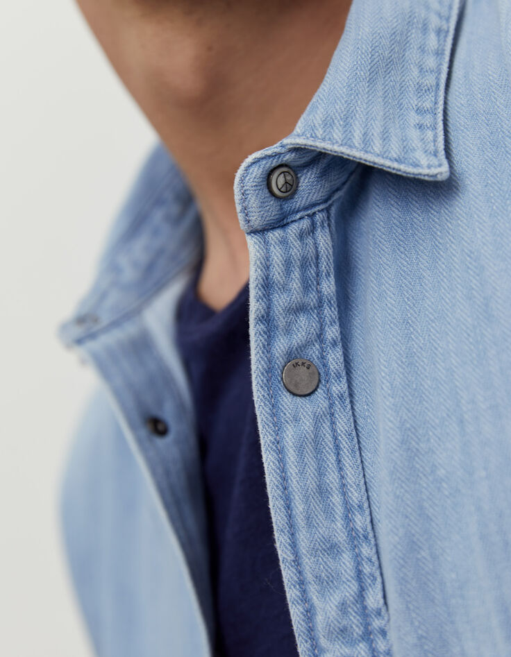 Chemise en denim EASY ciel Homme-4