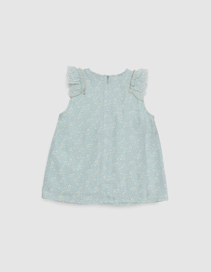 Blouse vert d'eau imprimé floral fille-3