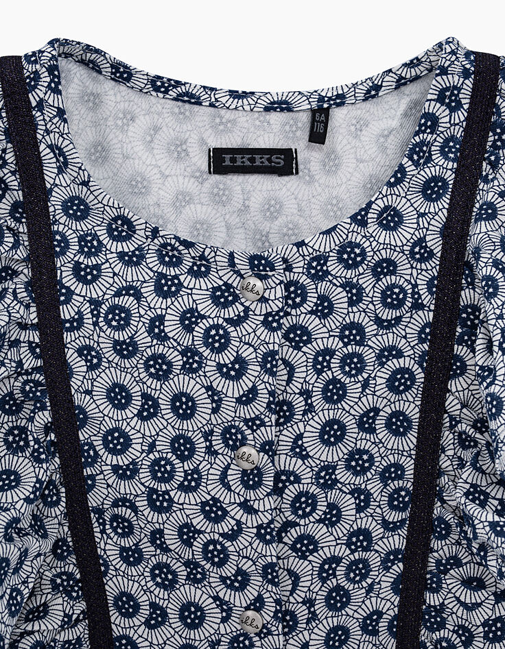 Blouse navy imprimé fleurs aquatiques fille-4