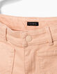 Short en jean rose poudré à poches dentelle fille-4