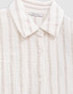 Chemise &eacute;crue gaze de coton rayures beiges Femme-2