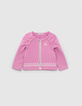 Baby girls’ mauve cardigan with ethnic embroidery-1