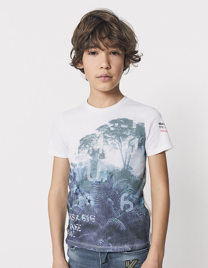 Optisch wit T-shirt jungle-opdruk jongens  - IKKS