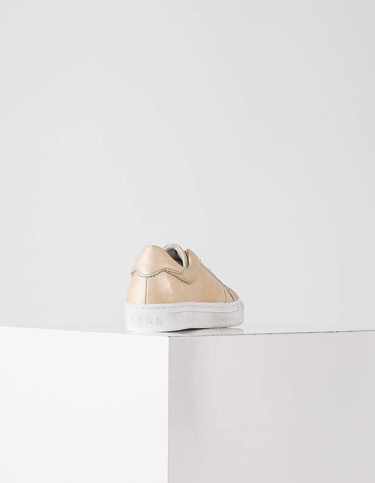 Baskets en cuir effet doré lacets IKKS femme-3