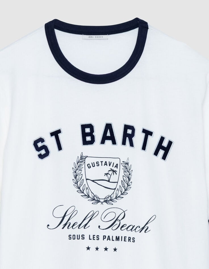 Tee-shirt col rond blanc coton bio message Femme-6