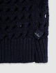 Cardigan marine coton bio tricot ajouré fille-6