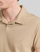 Polo beige algod&oacute;n org&aacute;nico flameado hombre-5