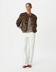 Veste r&eacute;versible noire et motif l&eacute;opard Femme-1