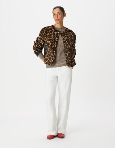 Veste r&eacute;versible noire et motif l&eacute;opard Femme - IKKS