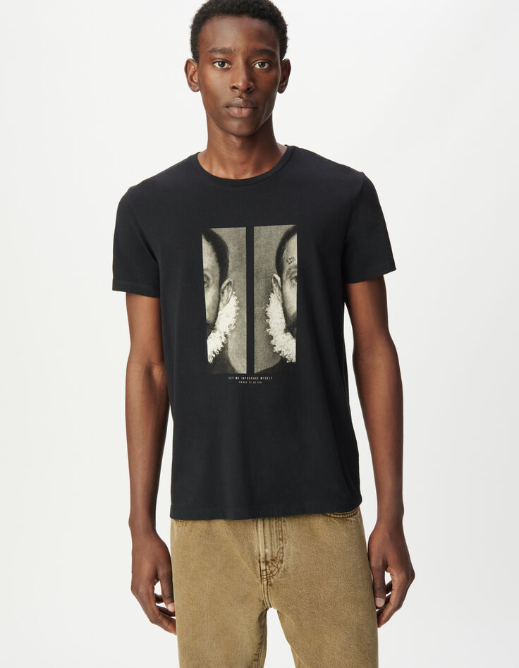 Schwarzes visuelles Porträt T-shirt Herren-1