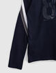 Polo navy con bandas de rayas en las mangas ni&ntilde;o -6