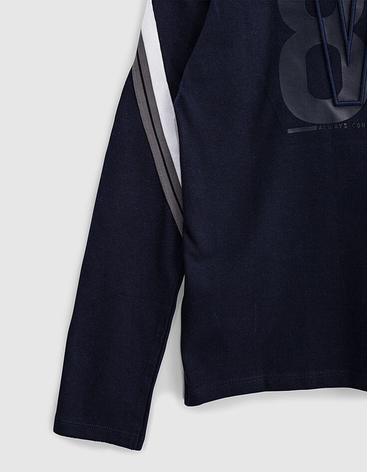 Polo navy con bandas de rayas en las mangas ni&ntilde;o -6