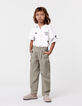 Pantalon BATTLE kaki brodé fille-1