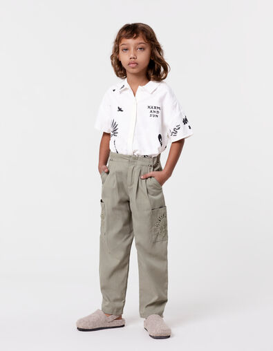 Pantalon BATTLE kaki brodé fille - IKKS