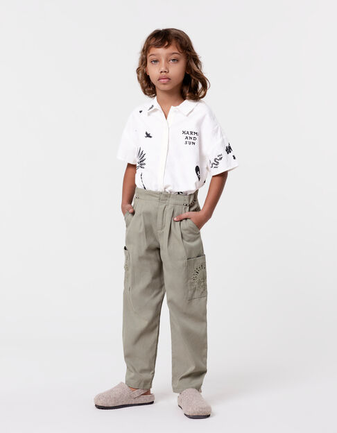 Pantalon BATTLE kaki brodé fille - IKKS