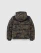 Bronzefarbene Jungensteppjacke mit Camouflageprint -3