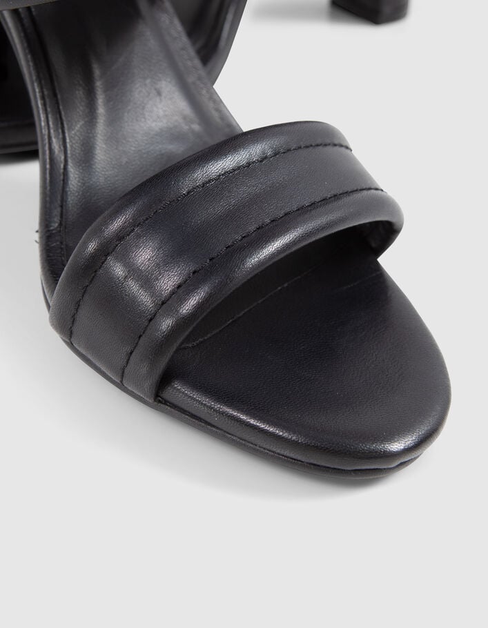 Women’s black leather zipped heeled sandals - IKKS