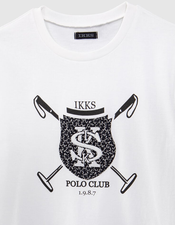 Gebroken wit T-shirt geborduurd embleem IKKS jongens-2