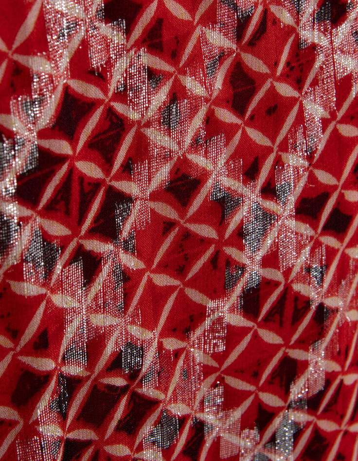 Robe courte en voile rouge imprimé Trellis femme-8