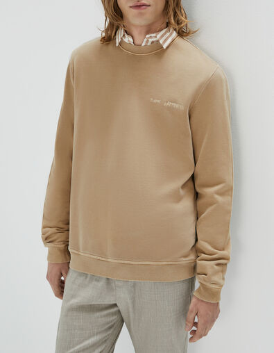 Men’s beige sweatshirt with embroidered chest - IKKS