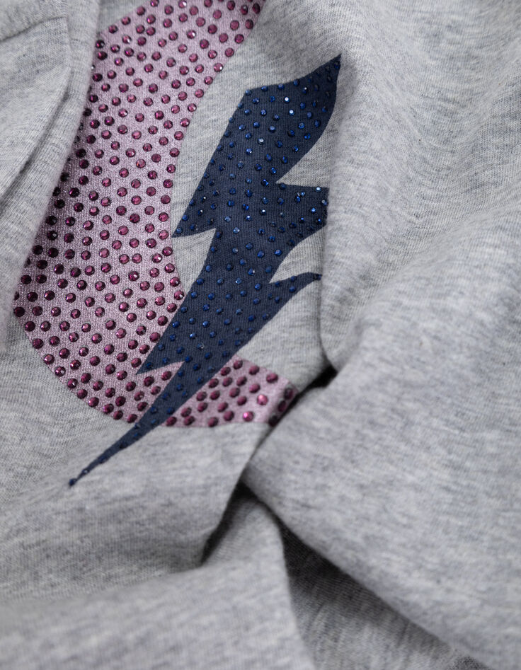 Girl’s grey T-shirt with diamante lightning and moons-7