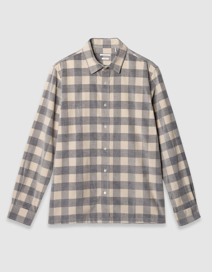 Beiges Regular-Herrenhemd Biobaumwolle Karos-6