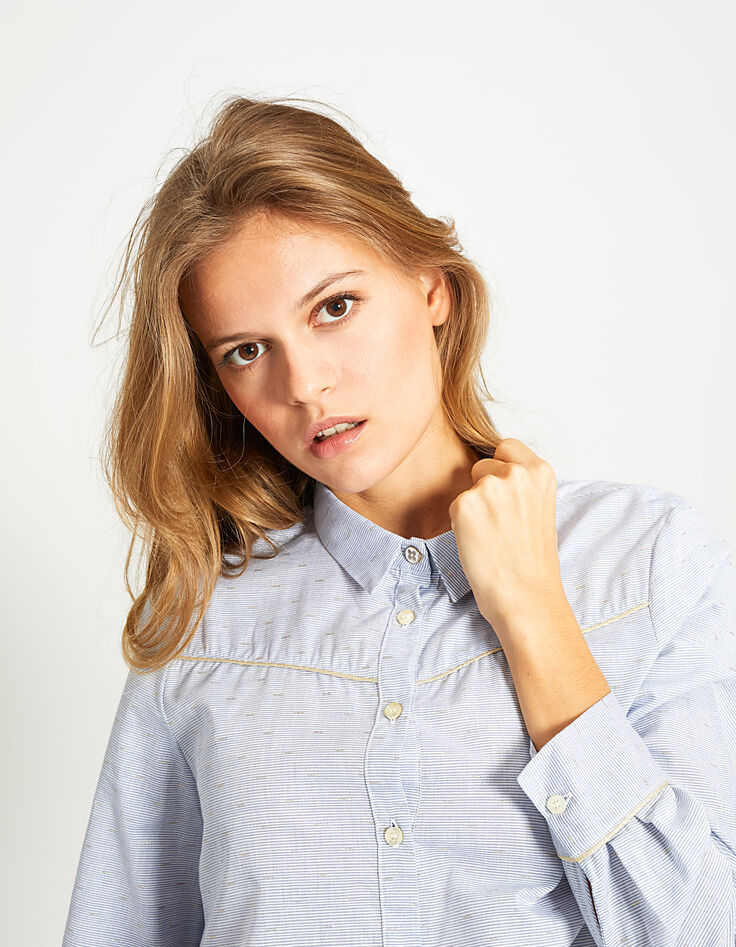 Chemise bleuet à jacquard doré I.Code-5