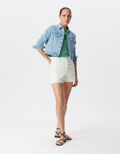 Hellblaue Jeansjacke ohne Zopfmuster Damen - IKKS