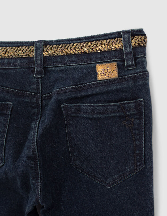 Girls’ rinse skinny jeans with braid waistband - IKKS