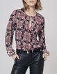 Blouse en voile imprimé bohème coloris violet femme-1