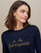 I.Code navy embroidered slogan sweater-5